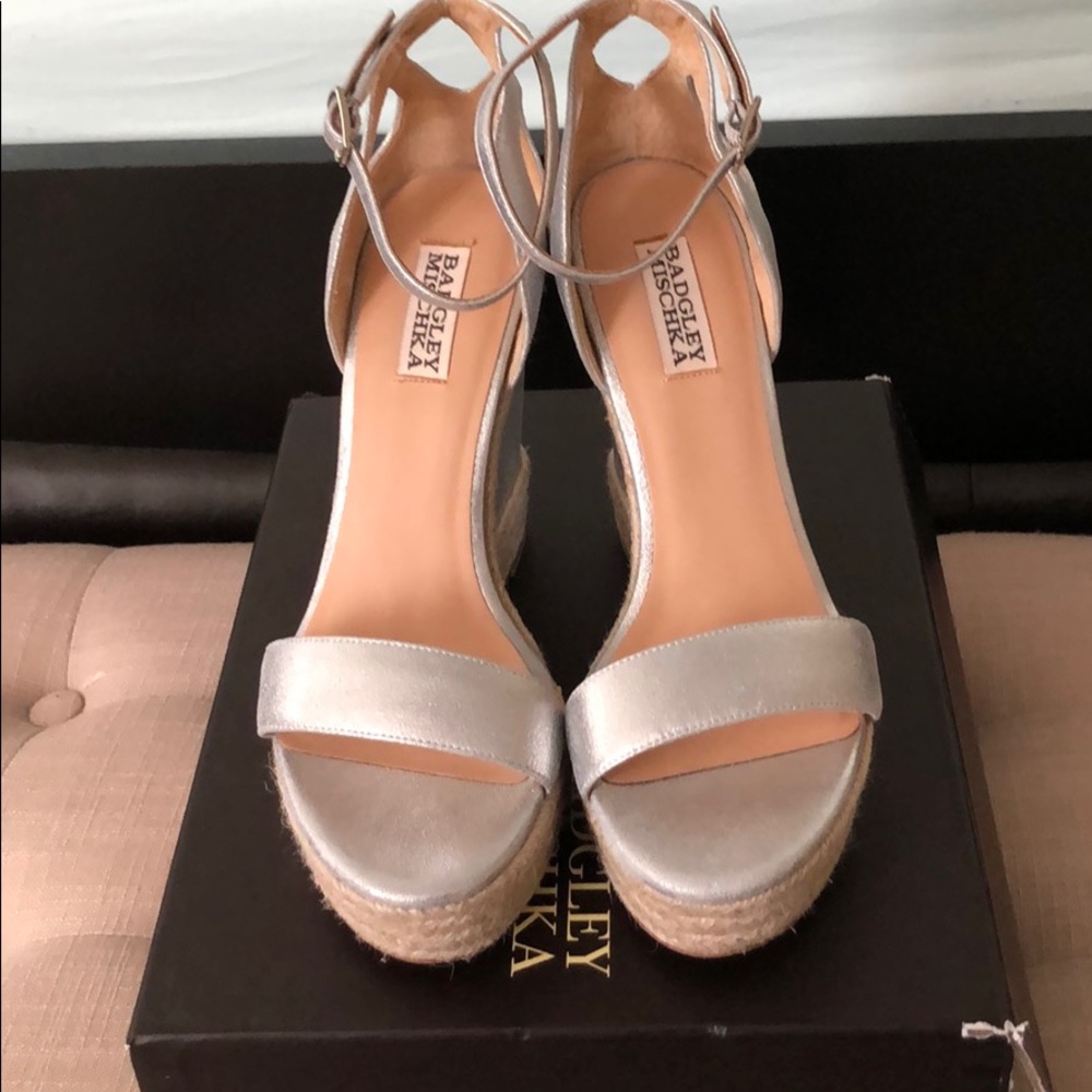 Badgley Mischka silver wedges